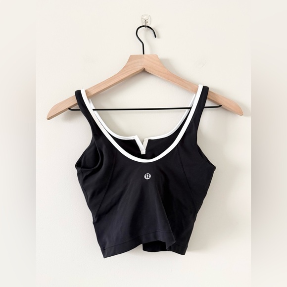 Lululemon Align Notched Neck Tank in Black with White Accent Size 2 - Picture 2 of 3